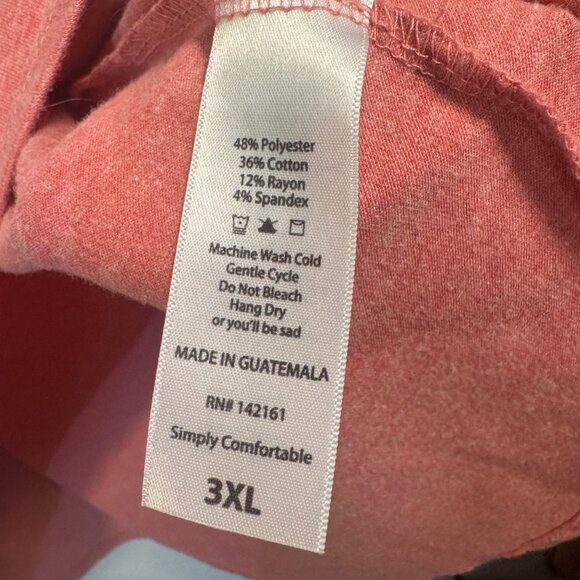 LuLaRoe Womens Size 3XL Light Red High-Low Hem T-Shirt 3XL - Picture 5 of 6